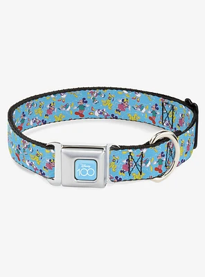 Disney100 Mickey and Friends Poses Scattered Seatbelt Buckle Dog Collar