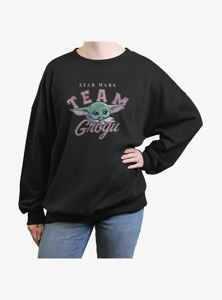 Star Wars The Mandalorian Team Grogu Girls Oversized Sweatshirt