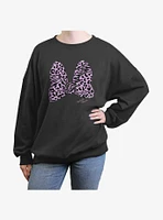 Disney Minnie Mouse Animal Print Bow Girls Oversized Sweatshirt