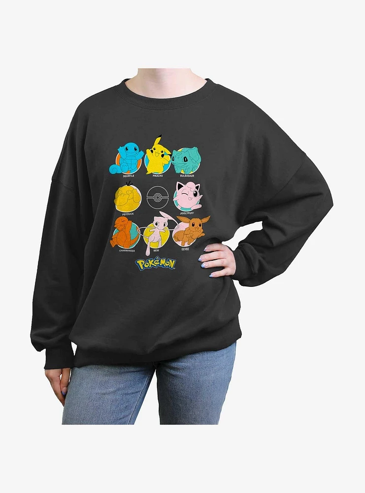 Pokemon Circle Portraits Girls Oversized Sweatshirt