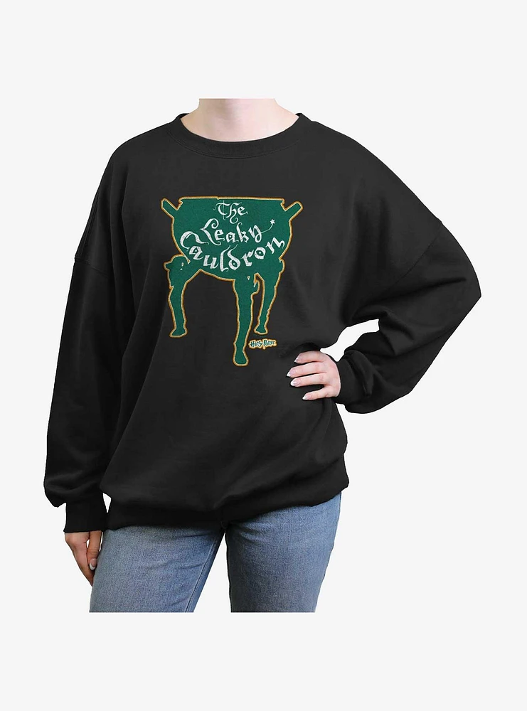 Harry Potter Leaky Cauldron Logo Girls Oversized Sweatshirt