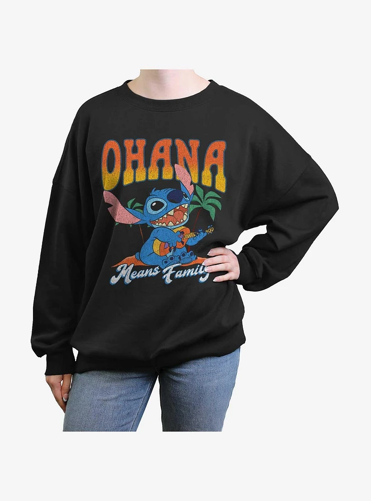 Disney Lilo & Stitch Ohana Means Family Girls Oversized Sweatshirt