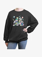 Disney Mickey Mouse & Minnie 80s Girls Oversized Sweatshirt
