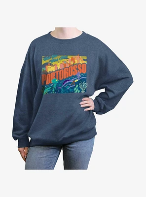 Disney Pixar Luca Portorosso Wish You Where Here Girls Oversized Sweatshirt