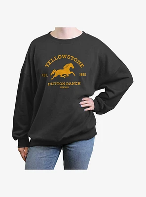 Yellowstone Dutton Ranch Badge Girls Oversized Sweatshirt