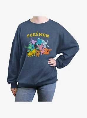 Pokemon Gotta Catch Eeveelutions Girls Oversized Sweatshirt