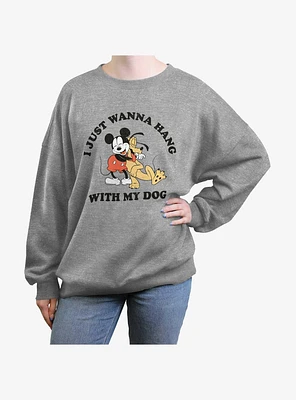 Disney Mickey Mouse hang with my dog Girls Oversized Sweatshirt