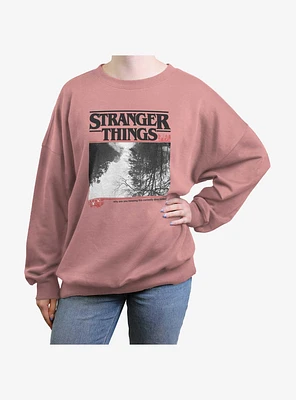 Stranger Things Upside Down Photo Girls Oversized Sweatshirt