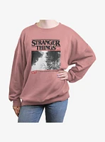 Stranger Things Upside Down Photo Girls Oversized Sweatshirt