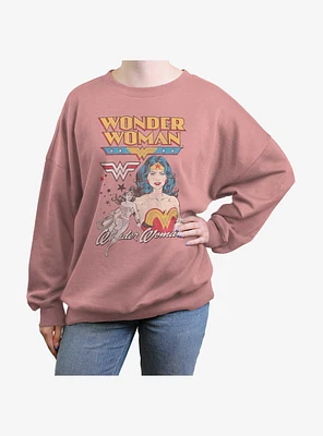 Dc Comics Wonder Woman Vintage Girls Oversized Sweatshirt