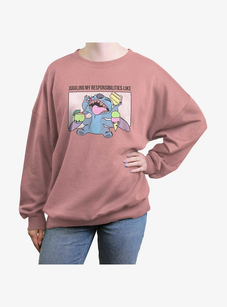 Disney Lilo & Stitch Juggling Responsibilities Girls Oversized Sweatshirt