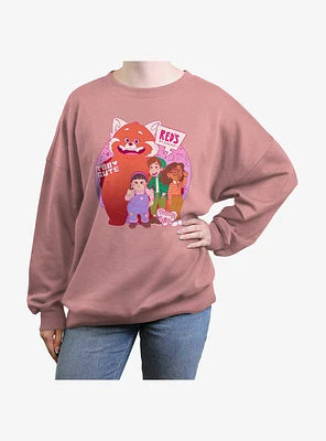 Disney Pixar Turning Red Panda Group Girls Oversized Sweatshirt