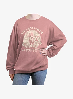 Yellowstone Dutton Ranch Flowers Girls Oversized Sweatshirt
