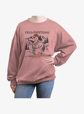 Yellowstone Dutton Ranch Mountains Girls Oversized Sweatshirt