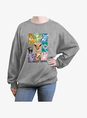 Pokemon Eeveelution All About Eevee Girls Oversized Sweatshirt