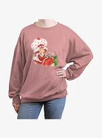 Strawberry Shortcake Bow Girls Oversized Sweatshirt