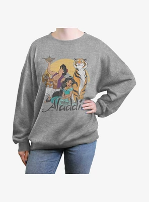 Disney Aladdin Vintage Characters Girls Oversized Sweatshirt