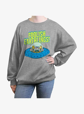 The Simpsons Foolish Earthlings Girls Oversized Sweatshirt