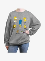 The Simpsons Family Faces Girls Oversized Sweatshirt