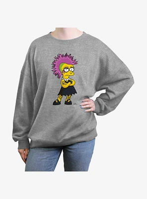The Simpsons Lisa Punk Girls Oversized Sweatshirt