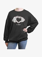 Disney Mickey Mouse Love Heart Girls Oversized Sweatshirt