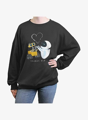Disney Pixar Wall-E Sparks Fly Girls Oversized Sweatshirt