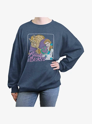 Disney Beauty And The Beast Vintage Womens Oversized Sweatshirt