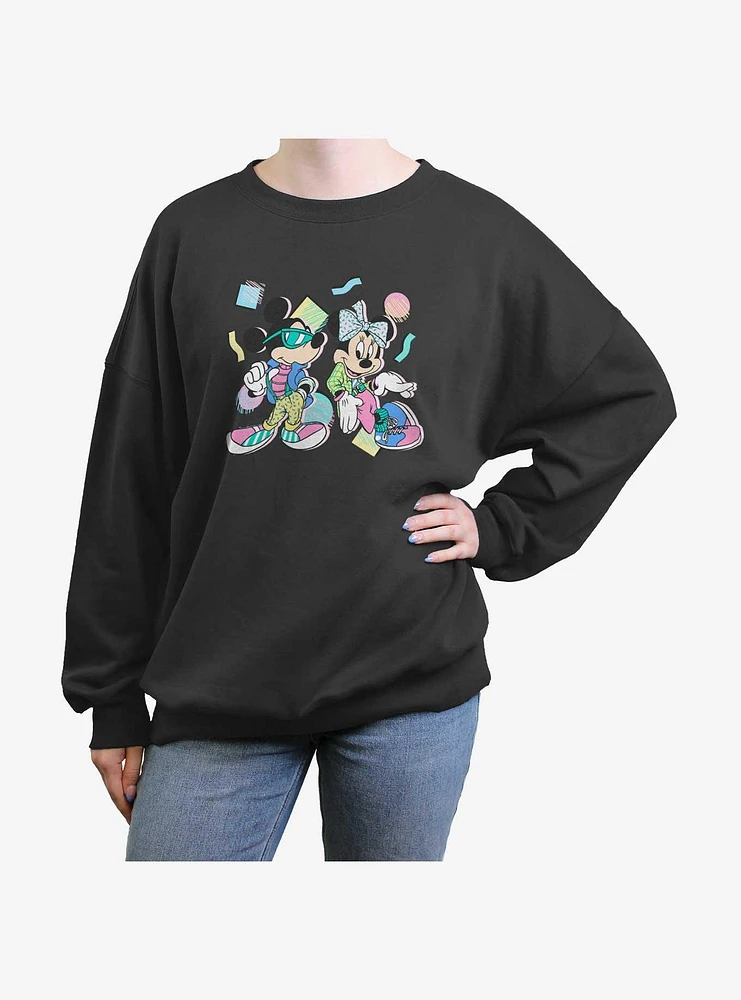 Disney Mickey Mouse 80s Minnie & Womens Oversized Sweatshirt