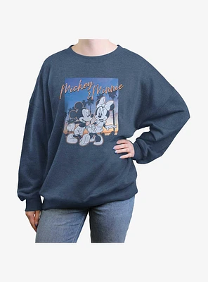 Disney Mickey Mouse Sunset Couple Womens Oversized Sweatshirt