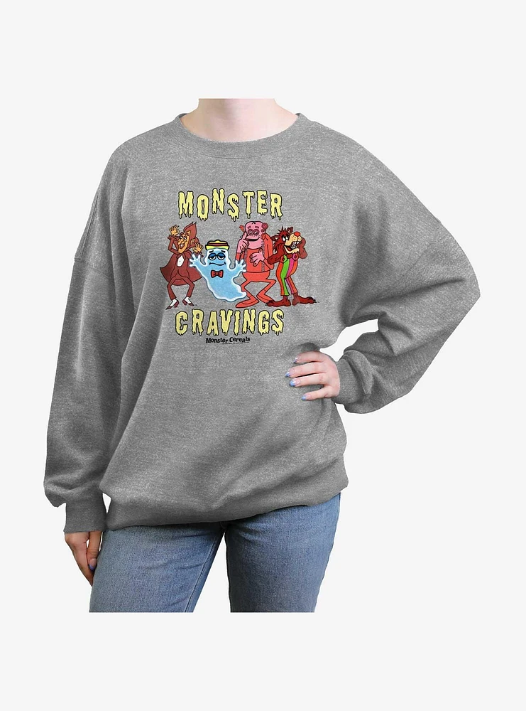 Monster Cereals Cravings Womens Oversized Sweatshirt