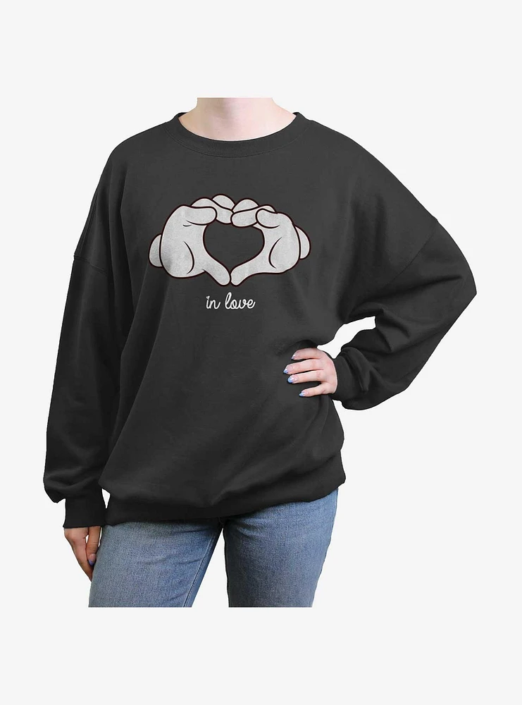 Disney Mickey Mouse Love Heart Womens Oversized Sweatshirt