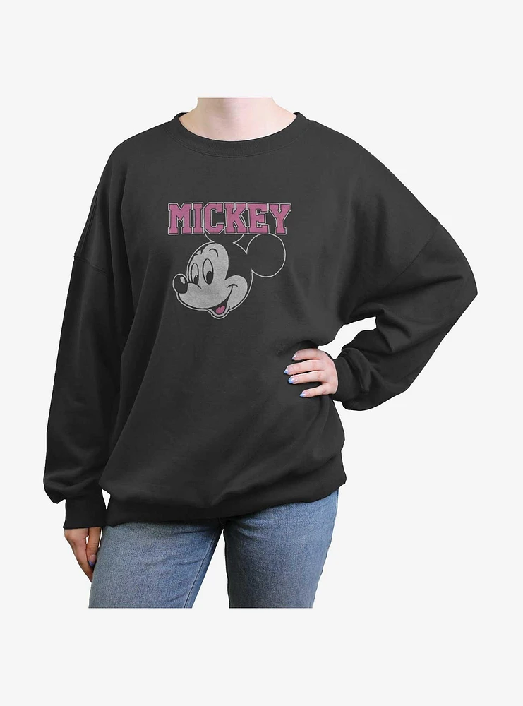 Disney Mickey Mouse collegiate head Womens Oversized Sweatshirt