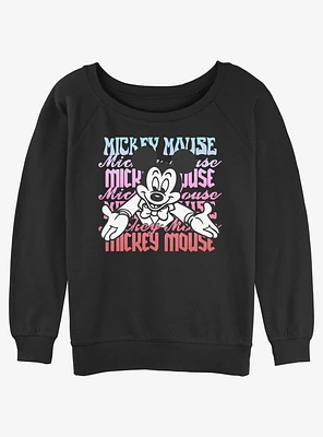 Disney Mickey Mouse repeating name Girls Slouchy Sweatshirt