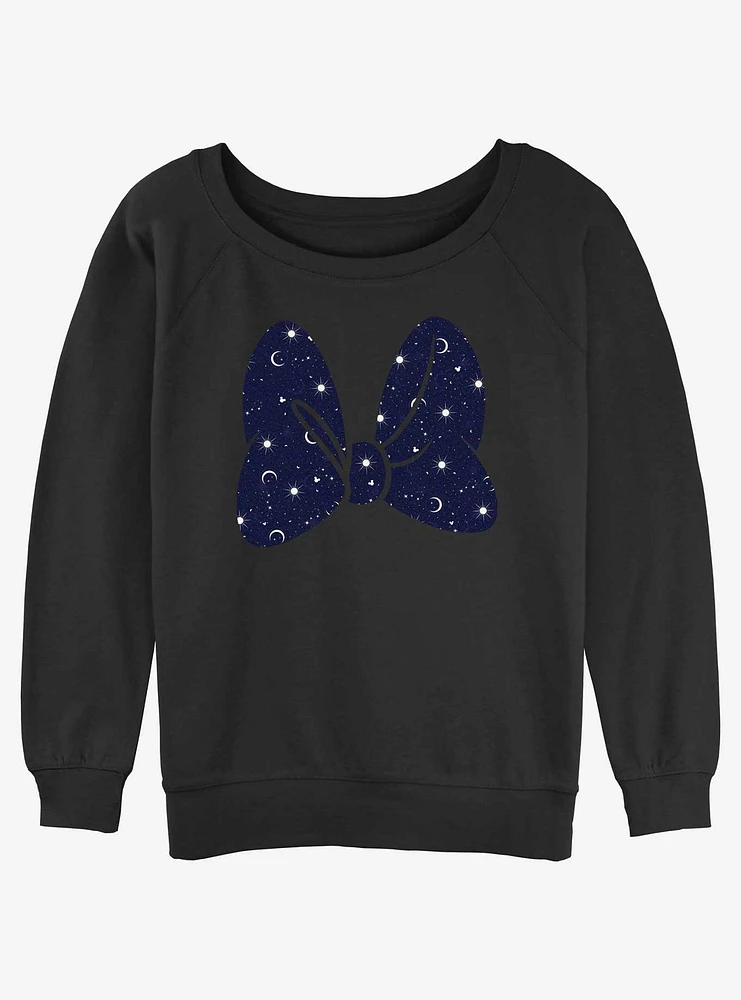 Disney Minnie Mouse Galaxy Print Bow Girls Slouchy Sweatshirt