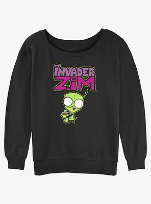 Invader Zim Gir Logo Girls Slouchy Sweatshirt