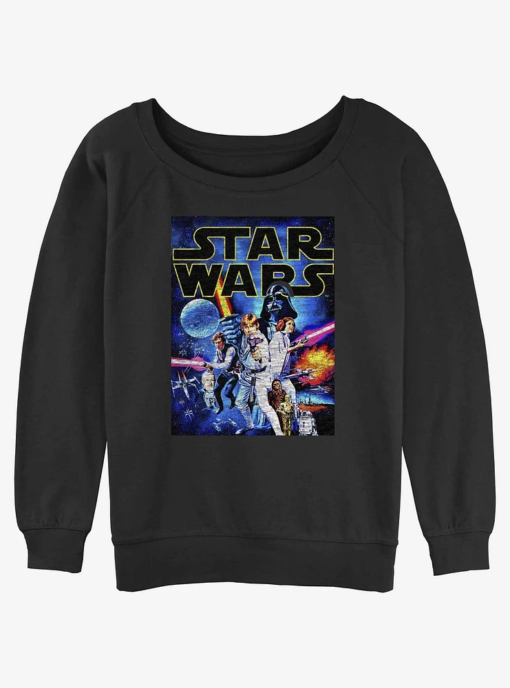 Star Wars Retro Poster Girls Slouchy Sweatshirt