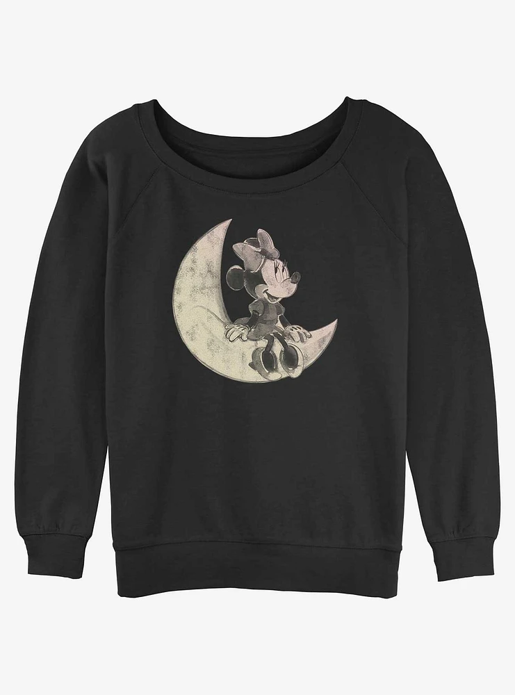 Disney Minnie Mouse On The Moon Girls Slouchy Sweatshirt