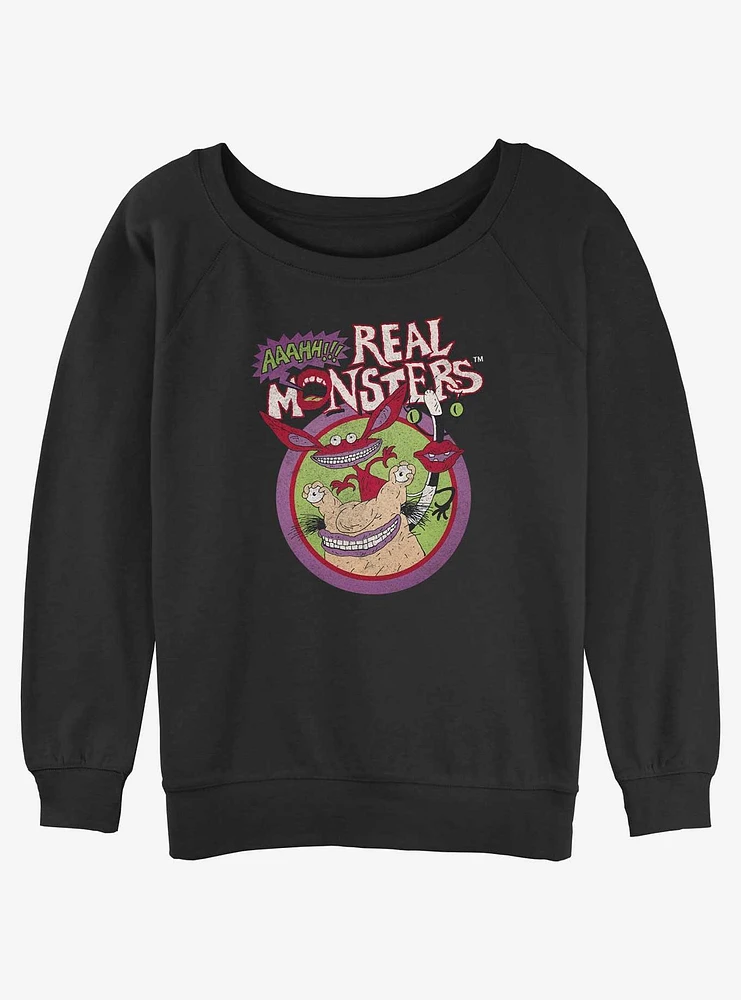 Aaahh! Real Monsters Circle Group Girls Slouchy Sweatshirt