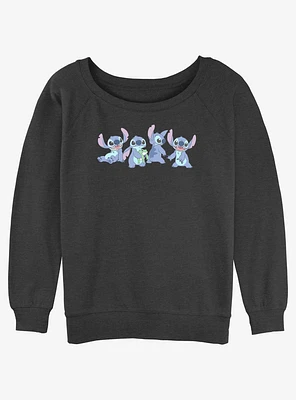 Disney Lilo & Stitch Pose Line Girls Slouchy Sweatshirt