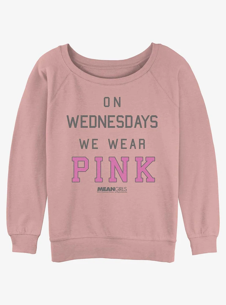 Mean Girls Wednesdays We Wear Pink Slouchy Sweatshirt