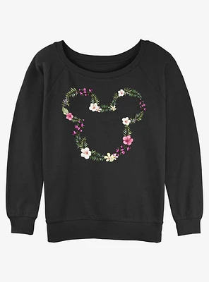 Disney Mickey Mouse Floral Girls Slouchy Sweatshirt