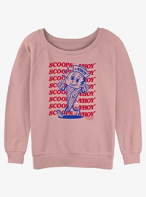Stranger Things Scoops Ahoy Mascot Girls Slouchy Sweatshirt