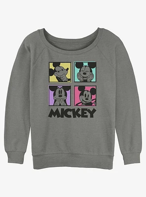 Disney Mickey Mouse Neon Squares Girls Slouchy Sweatshirt