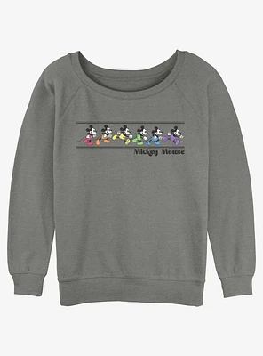 Disney Mickey Mouse Rainbow Mickeys Girls Slouchy Sweatshirt