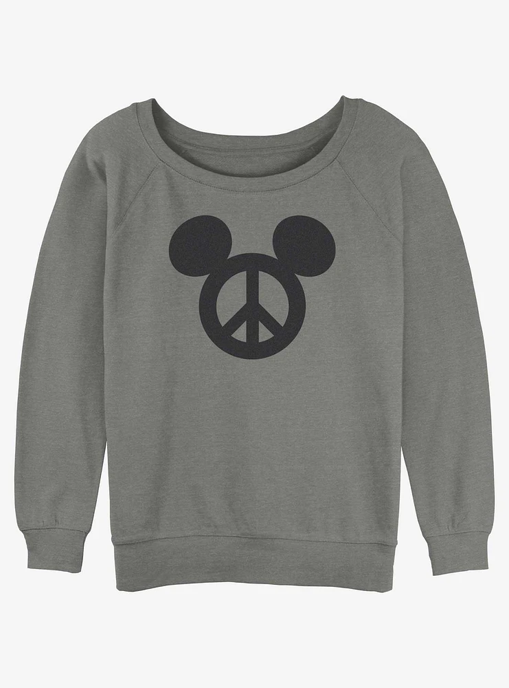 Disney Mickey Mouse Peace Symbol Womens Slouchy Sweatshirt