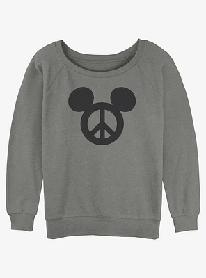 Disney Mickey Mouse Peace Symbol Womens Slouchy Sweatshirt