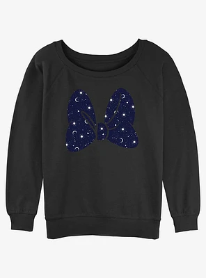 Disney Minnie Mouse Galaxy Print Bow Womens Slouchy Sweatshirt