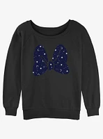 Disney Minnie Mouse Galaxy Print Bow Womens Slouchy Sweatshirt