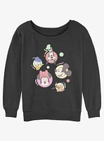 Disney Mickey Mouse Friends Bubbles Womens Slouchy Sweatshirt