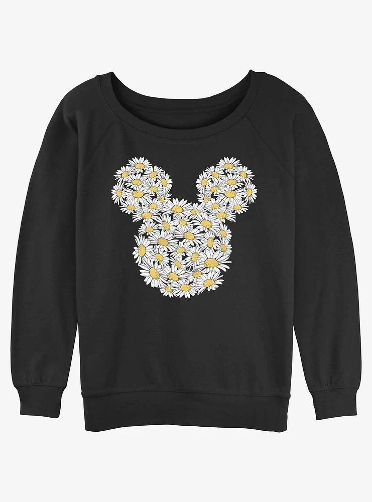 Disney Mickey Mouse Flower ears Womens Slouchy Sweatshirt